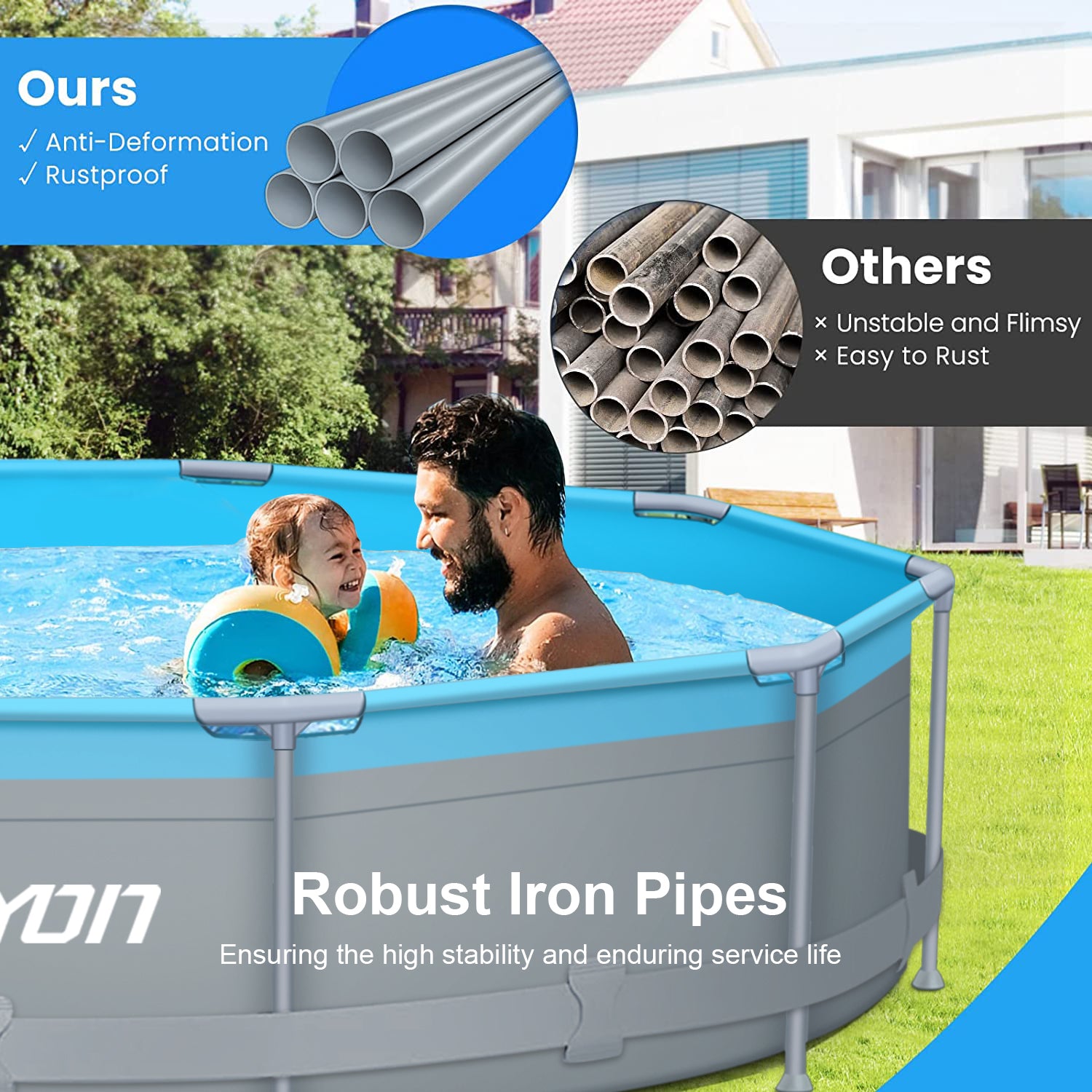 12 フィート x 30 インチ D 円形ソフトサイドプール、スチール金属フレームとポンプ付き