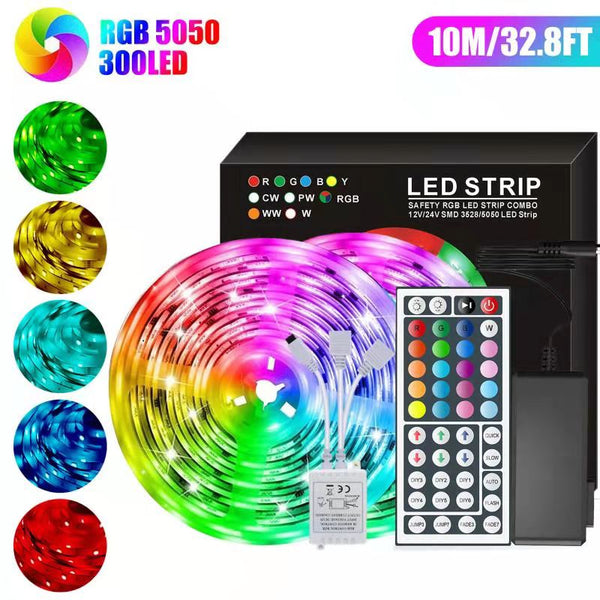 SKONYON LED Light Strip 32.8 ft 10 m RGB LED Light Strip Color Changing  3528 600 LEDs with 44 Keys IR Remote for Home Bedroom Kitchen DIY Decoration