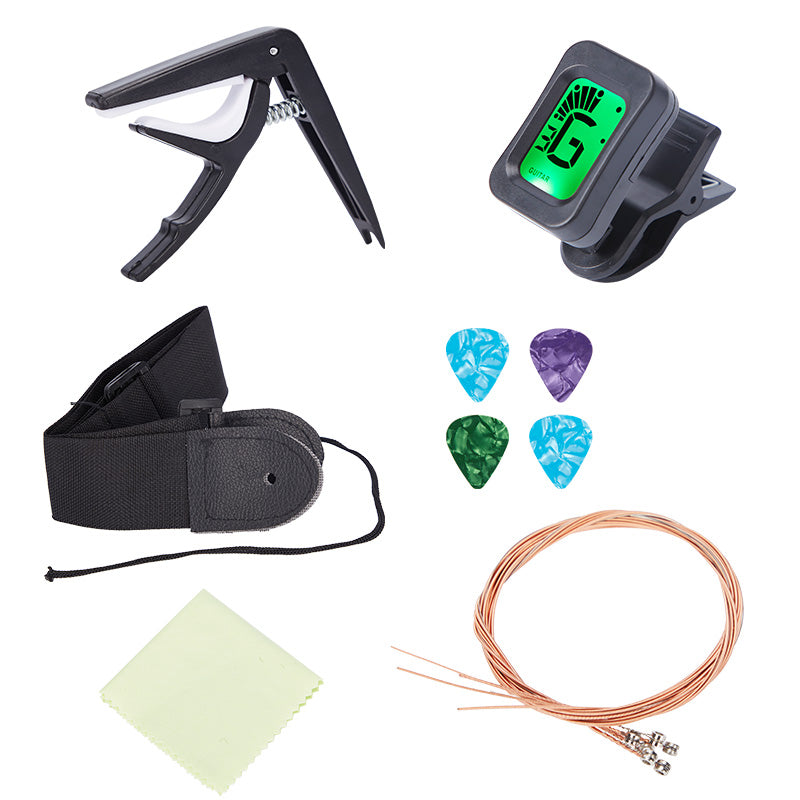 SUGIFT ギター 41 インチ オールウッド アコースティック ギター スターター レベル キット ギグバッグ、E チューナー、ピック、ストラップ、ラグ付き - ナチュラル