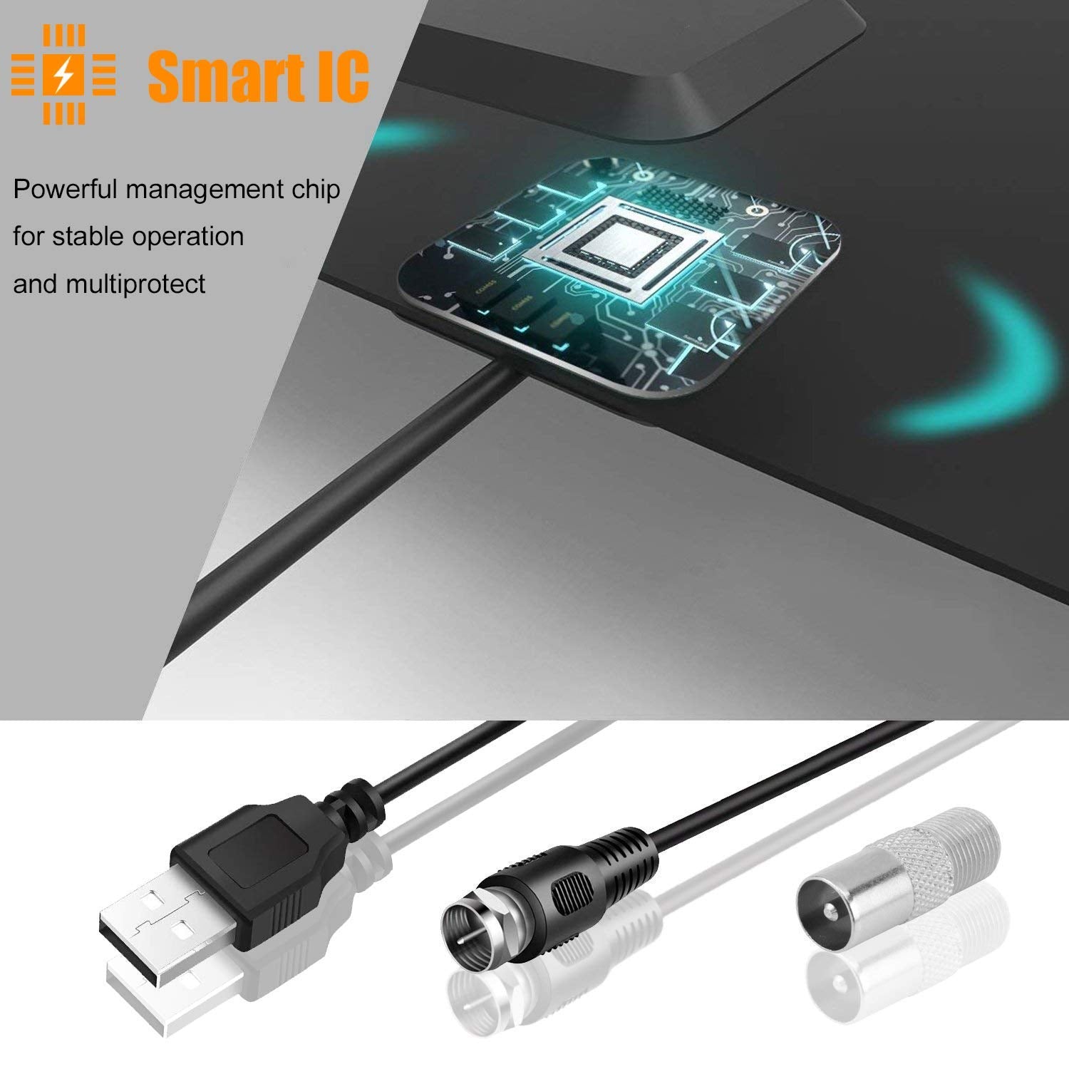 SKONYON TVアンテナ 増幅型デジタルHDTVアンテナ 無料の4K 1080P HD VHF UHFローカルチャンネル付き