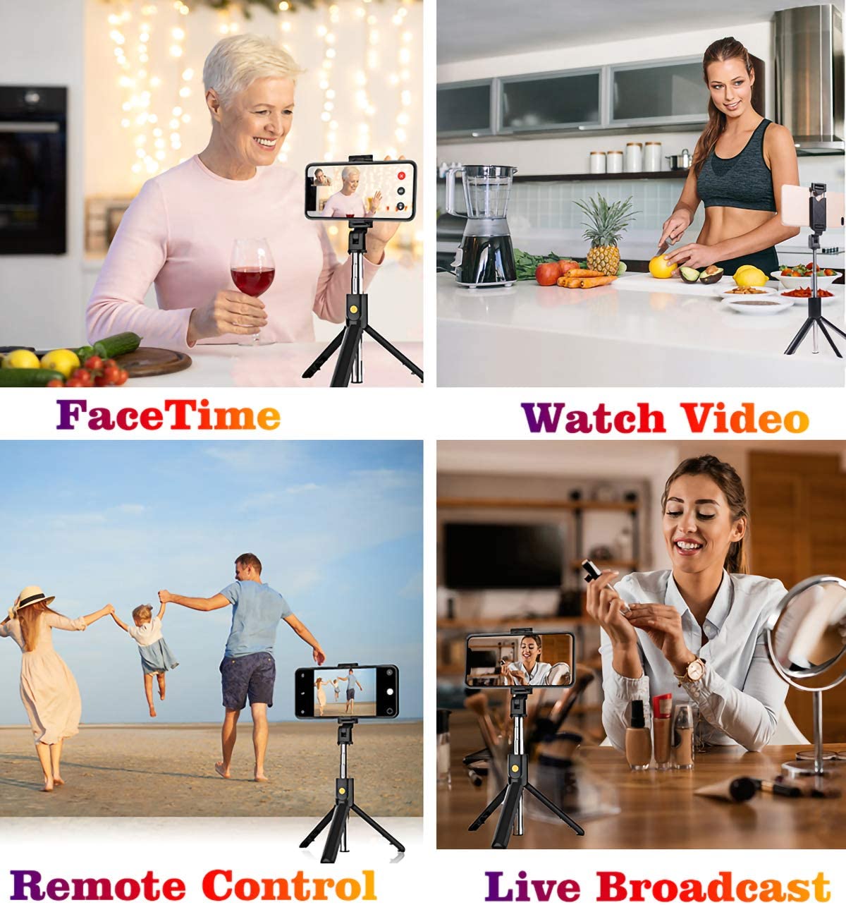 SKONYON 自撮り棒三脚 リモートシャッター三脚ミニ 伸縮式 アルミ製 携帯電話スタンド 270\xc2\xb0 回転 ポータブル三脚