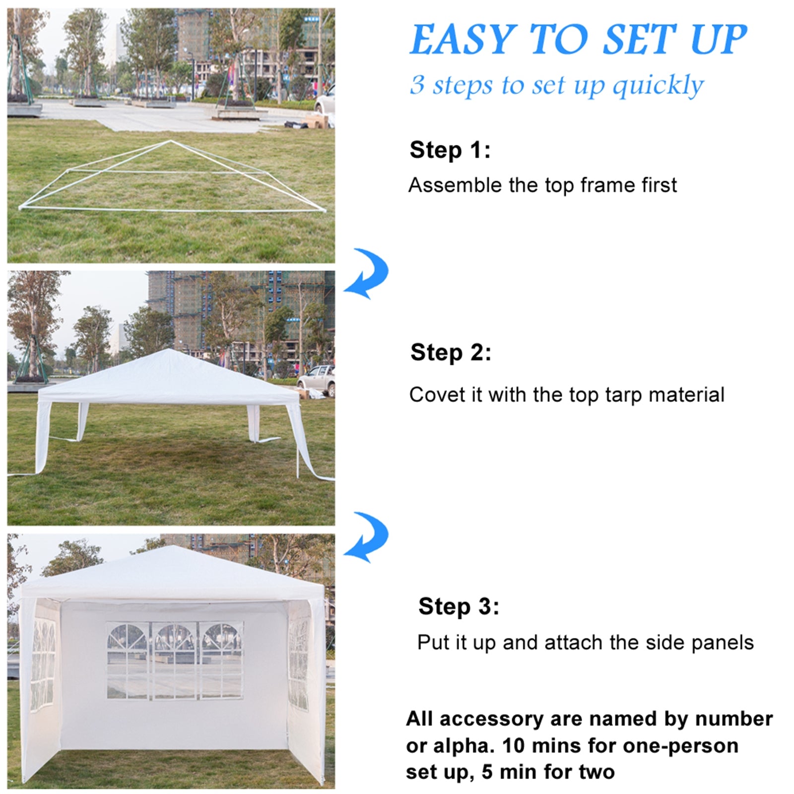 Tent Outdoor Side Walls Canopy Tent Three Sides Waterproof 10x10?? Tent with Spiral Tubes White
