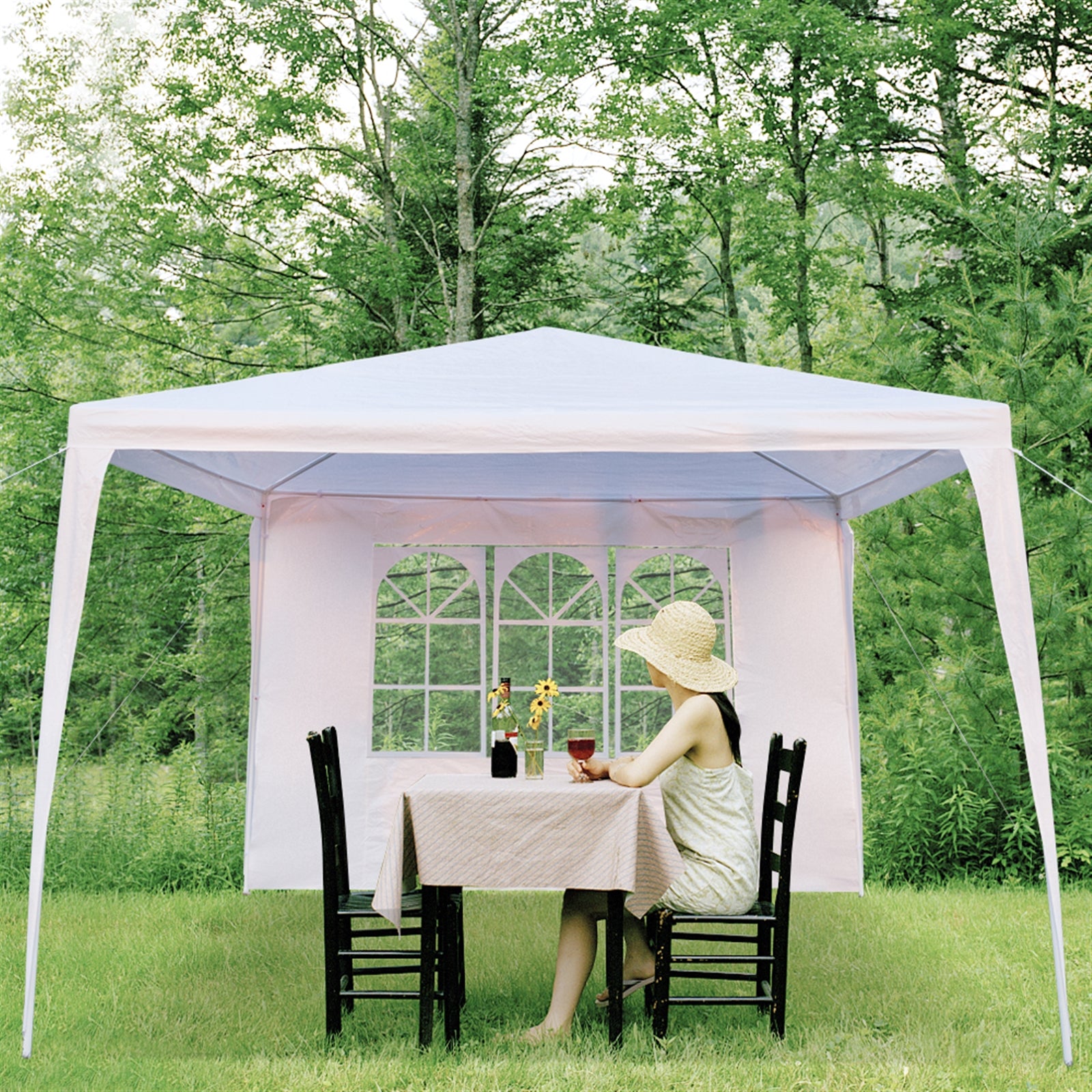 Tent Outdoor Side Walls Canopy Tent Three Sides Waterproof 10x10?? Tent with Spiral Tubes White