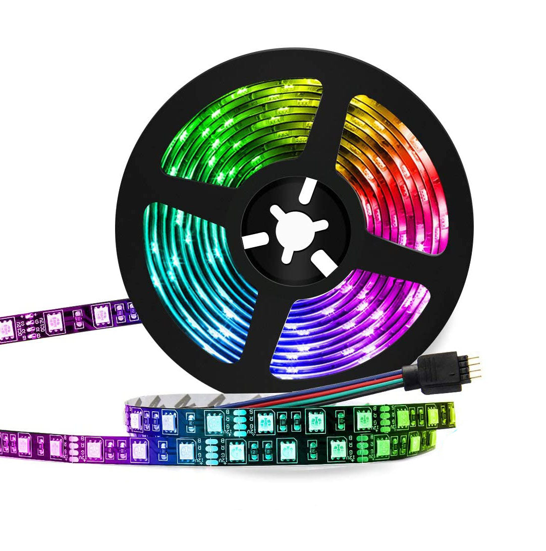 LED ライトストリップ、16.4フィート 5m RGB LED ライトストリップ 色が変わる 3528 300 LED 44キー IR リモコン付き 自宅、寝室、キッチン、DIY デコレーション用