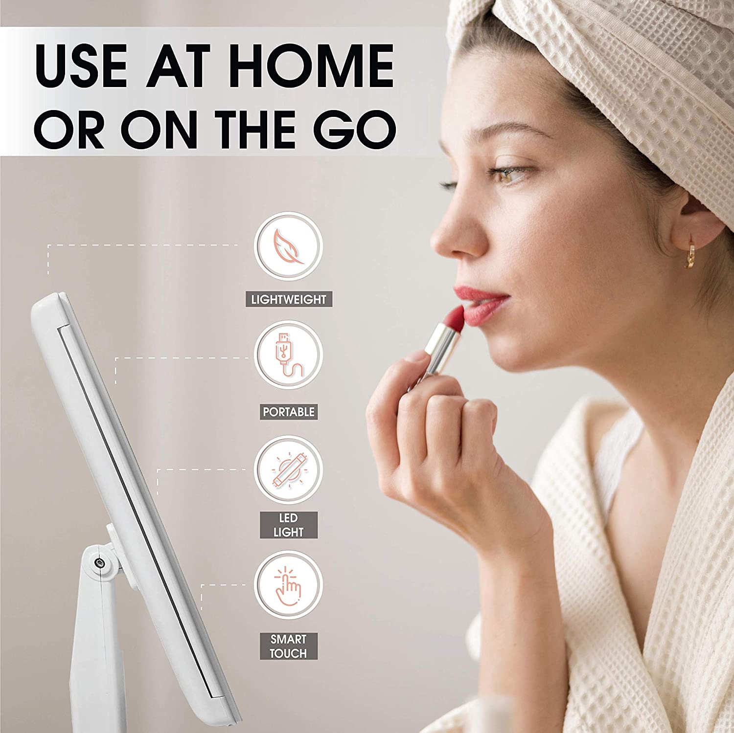 化粧鏡 バニティミラー ライト付き 1倍 2倍 3倍拡大 タッチスクリーンスイッチ デュアル電源 ポータブル三つ折りミラー 化粧用ライト付きミラー