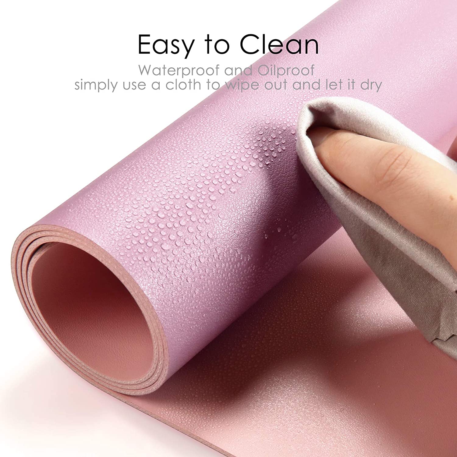 SKONYON 両面デスクパッドプロテクター、大型ゲーミングマウスパッド、31.5インチ x 15.7インチ PUレザーデスクパッド、キーボードとマウス用、デスクマット、パープル/ピンク