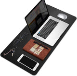 SKONYON 両面デスクパッドプロテクター、大型ゲーミングマウスパッド、31.5インチ x 15.7インチ PUレザーデスクパッド、キーボードとマウス用、デスクマット、ブラック