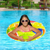 インフレータブルフルーツプールフロート、2つのハンドル付きスイムリング、大人と子供用、ボール付きフロート、水遊び、大型膨らませる夏用ビーチスイミングラフト、大人用