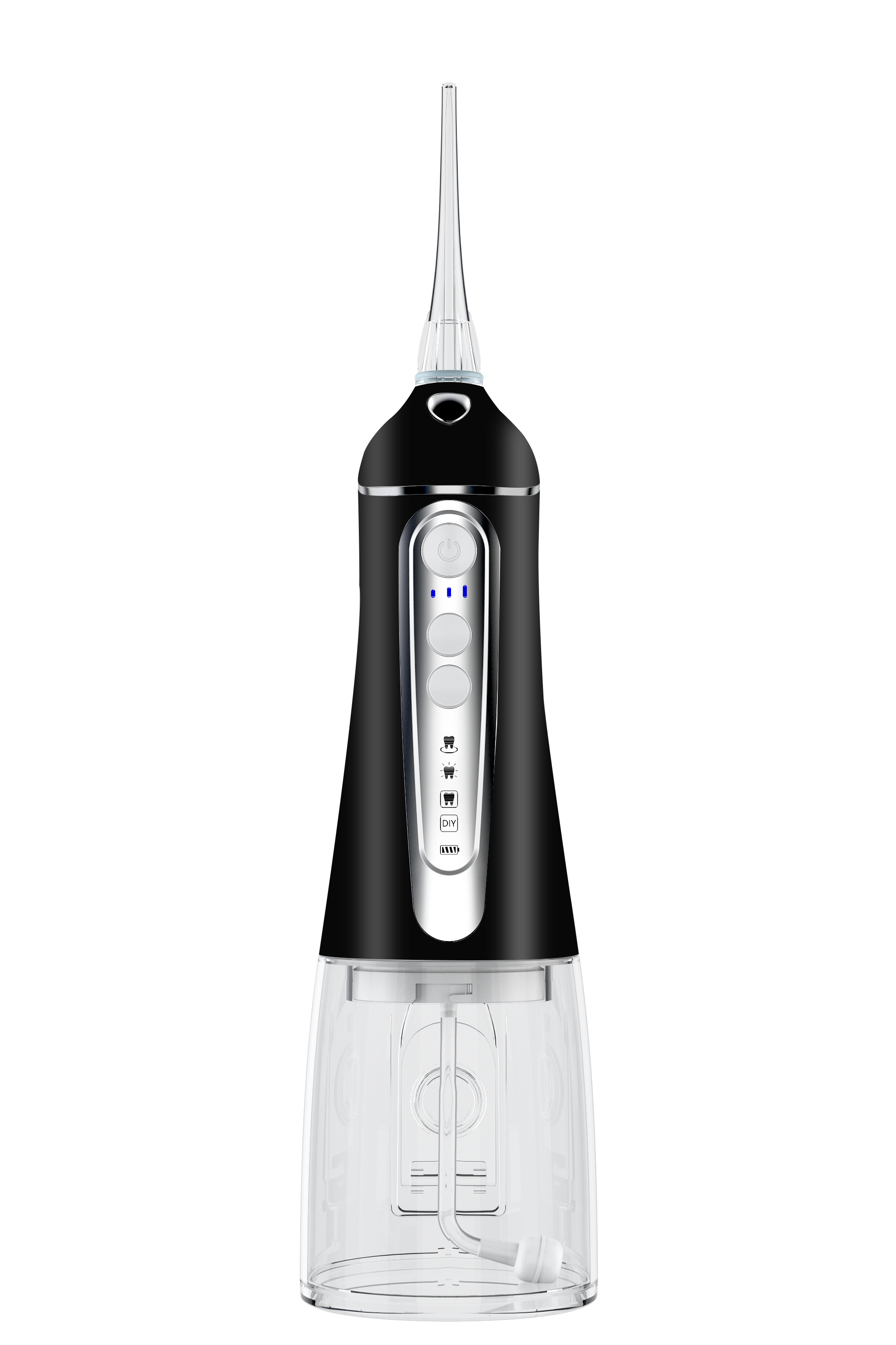 歯用ウォーターフロッサー 320ML ウォーターフロッサー 歯科用口腔洗浄器 DIYモード 4ジェットチップ付き IPX7防水 自宅や旅行に持ち運び可能