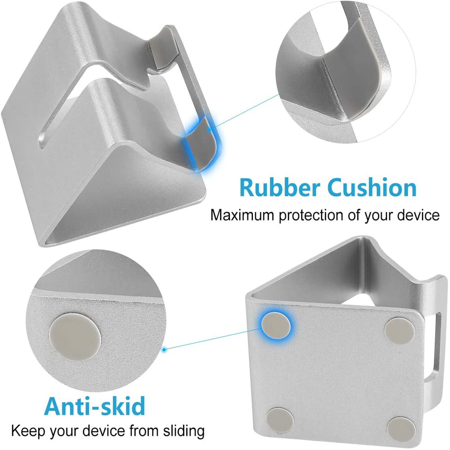 SKONYON デスク携帯電話スタンドホルダー アルミニウム電話ドッククレードル Switch対応 (シルバー)