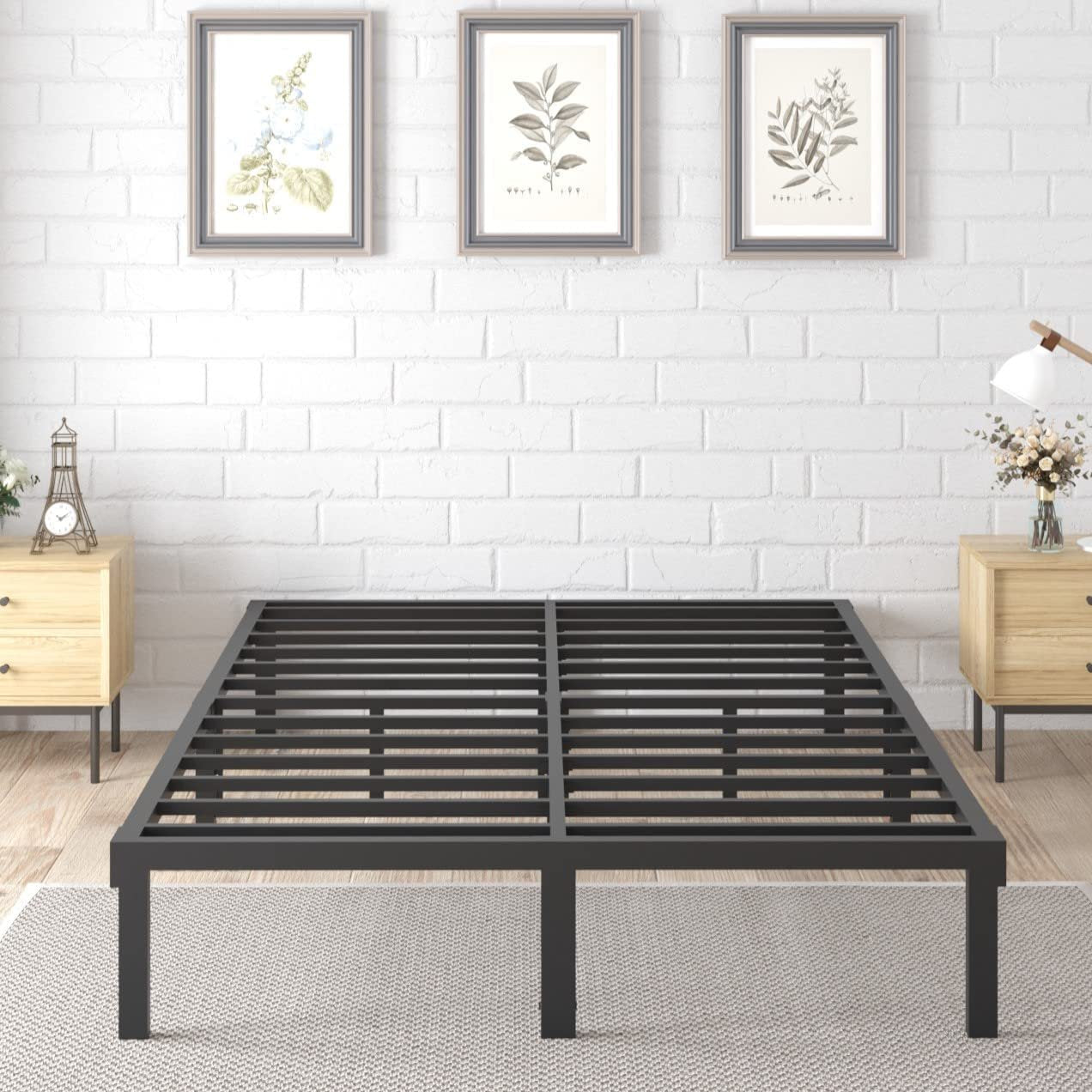 SKONYON 14 Inch Heavy Duty Metal Platform Bed Frame Queen Size