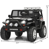Black 12V Kids Ride on Truck Car with Parent Remote Control, Spring Suspension and LED Lights