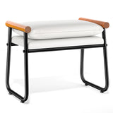 Ottoman Metal and Wood Faux Leather Bench