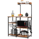 4-tier Kitchen Baker's Rack with Basket and 5 Hooks