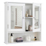 Bathroom Wall Mount Mirror Cabinet Organizer-White