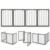 83 inch L x 30 inch H Dog Gate 4-Panel Wooden Pet Fence for Indoor-Gray
