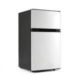 3.2 Cu.Ft Mini Fridge with Freezer Double Door Small Refrigerator with Adjustable Thermostat-Silver