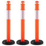 3 Pack Traffic Delineator Posts with Fillable Base for Parking Lots and Construction