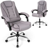 Big High Back Executive Chair with Linkage Armrests and Leather Padded Seat for Office-Gray