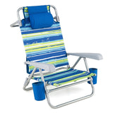 2 Pack Portable Folding Beach Chair with 7-Position Backrest-Blue