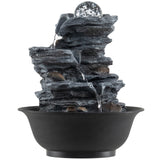 Tabletop Water Fountain with Rolling Crystal Ball and Color-Changing LED Light-C