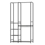 Portable Closet with Pants Hangers and 2 Hanging Rods and 4 Storage Shelves-Black