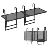 Set of 2 48in Balcony Railing Table with 5-Level Adjustable Height for Patio and Deck-Black