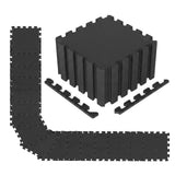 18 Pack Interlocking EVA Foam Floor Tiles with Boarders-Black