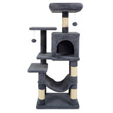 Multi-Level Cat Tower with 2-Door Condo and Padded Top Perch-Gray