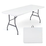 6 FT Plastic Fold-in-Half Camping Table-White