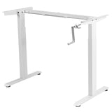 Hand Crank Sit to Stand Desk Frame Height Adjustable Standing Base-White