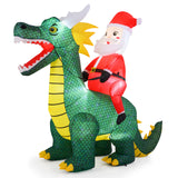 6.7 Feet Christmas Inflatable Santa Claus Ride on Dinosaur with Built-in LED Lights