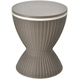 3 in 1 8 Gallon Patio Rattan Cooler Bar Table with Adjust Ice Bucket-Brown