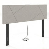 Headboard for Full Size Bed and Queen Geometric Upholstered Head Board-Gray