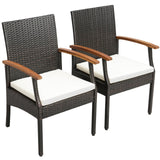 Patio Wicker Chair Set of 2 with Soft Zippered Cushion