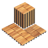 12 x 12 Inch 27 Pieces Acacia Wood Interlocking Deck Tiles-Natural