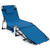 Tanning Chair with Face Arm Holes Portable Sunbathing Chair-Blue