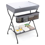Baby Storage Folding Diaper Changing Table-Gray
