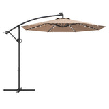 10 ft 360 Rotation Solar Powered LED Patio Offset Umbrella without Weight Base-Beige