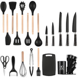 20-Piece Silicone Kitchen Utensils Set and Knives Set with Block