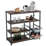 4-Tier Industrial Kitchen Baker's Rack with 2 Wire Baskets
