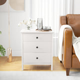 3-Drawer Wooden Nightstand Modern Bedside Table-White