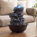Tabletop Water Fountain with Rolling Crystal Ball and Color-Changing LED Light-C