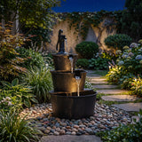 3-Tier Outdoor Barrel Waterfall Fountain with Electric Pump
