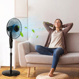 16 Inches Adjustable Height Fan with Quiet Oscillating Stand for Home and Office