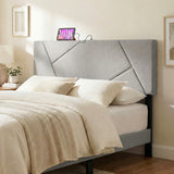 Headboard for Full Size Bed and Queen Geometric Upholstered Head Board-Gray