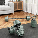 Adjustable Weight Dumbbell Set with Connector-Black  Gray