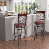 2 Pieces 30 Inch 360 Degree Swivel Bar Stools with Leather Padded Seat-Brown