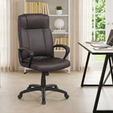 Faux Leather Office Chair Computer Desk Chair with Rocking Function-Brown