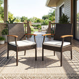 Patio Wicker Chair Set of 2 with Soft Zippered Cushion